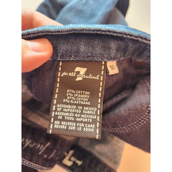 7 For All Mankind Jeans Women 30 Blue Denim A Pocket Stretch Bootcut Flare 33x31 - Picture 4 of 7